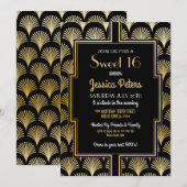 Sweet 16 Birthday Party Gatsby Art Deco Gold 16th Kaart (Voorkant / Achterkant)