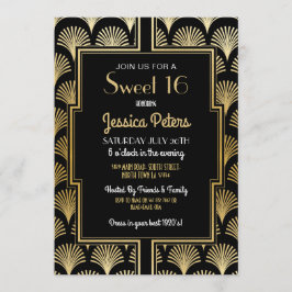 Sweet 16 Birthday Party Gatsby Art Deco Gold 16th Kaart