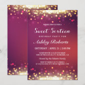 Sweet 16 Birthday Party Gold Shimmer Sparkles Kaart (Voorkant / Achterkant)