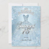 Sweet 16 Birthday Party Ice Blue Snowflake Winter Kaart (Voorkant)