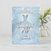 Sweet 16 Birthday Party Ice Blue Snowflake Winter Kaart (Staand voorkant)