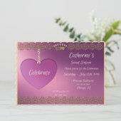 Sweet 16 Birthday Party Inviatation Kaart (Staand voorkant)