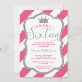 Sweet 16 Birthday Party Invite, Faux Glitter Kaart (Voorkant)