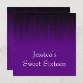 Sweet 16 Birthday Party Paars Black Static Kaart (Voorkant / Achterkant)