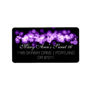 Sweet 16 Birthday Party Paarse Bokeh Lights Etiket