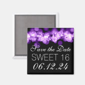 Sweet 16 Birthday Party Paarse Bokeh Lights Magneet (Voorkant / Achterkant)