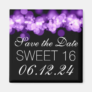 Sweet 16 Birthday Party Paarse Bokeh Lights Magneet