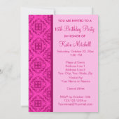 Sweet 16 Birthday Party Pink Arabesque Graphic Kaart (Achterkant)