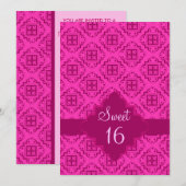Sweet 16 Birthday Party Pink Arabesque Graphic Kaart (Voorkant / Achterkant)
