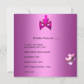 Sweet 16 Birthday Party Pink Mask Balloons Kaart (Achterkant)