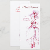 SWEET 16 BIRTHDAY PARTY RED PINK Program Kaart (Voorkant / Achterkant)