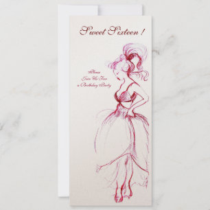 SWEET 16 BIRTHDAY PARTY RED PINK Program Kaart