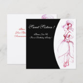 SWEET 16 BIRTHDAY PARTY Red Pink White Kaart (Voorkant / Achterkant)