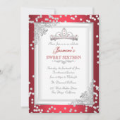 Sweet 16 Birthday Party Red Silver White Tiara Kaart (Voorkant)