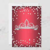 Sweet 16 Birthday Party Red Silver White Tiara Kaart (Achterkant)