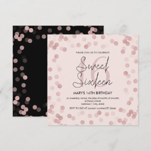 Sweet 16 Birthday Party Roos Gold Glam Glitter Kaart