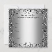 Sweet 16 Birthday Party Silver red hear Kaart (Achterkant)