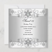 Sweet 16 Birthday Party Silver White Diamond Kaart (Achterkant)