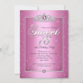 Sweet 16 Birthday Party Snoep Pink Diamond Tiara Kaart (Voorkant)