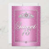 Sweet 16 Birthday Party Snoep Pink Diamond Tiara Kaart (Achterkant)