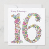 Sweet 16 Birthday Party Spring Bloom Invitation Kaart (Voorkant)