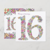 Sweet 16 Birthday Party Spring Bloom Invitation Kaart (Voorkant / Achterkant)
