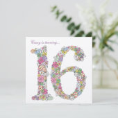 Sweet 16 Birthday Party Spring Bloom Invitation Kaart (Staand voorkant)