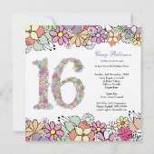 Sweet 16 Birthday Party Spring Bloom Invitation Kaart (Achterkant)