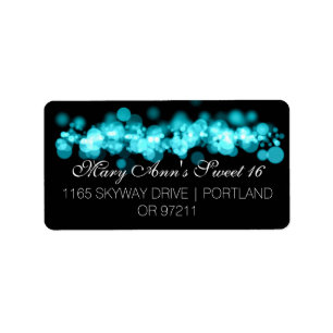 Sweet 16 Birthday Party Turquoise Bokeh Lights Etiket
