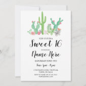 Sweet 16 Birthday Party Waterverf Cactus Cacti Kaart (Voorkant)