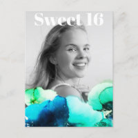 ~* Sweet 16 Birthday Photo Green Navy Mint AP29