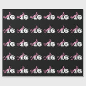 Sweet 16 Birthday Pink Black White Cadeaupapier (Vlak)