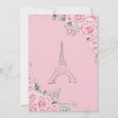 Sweet 16 Birthday Pink Floral Paris Eiffel Silver Kaart (Achterkant)