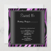 Sweet 16 Birthday Pink Paars Zebra Black Stripe Kaart (Achterkant)