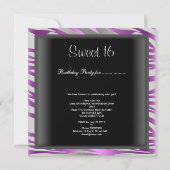 Sweet 16 Birthday Pink Paars Zebra Black Stripe Kaart (Achterkant)