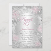 Sweet 16 Birthday Pink Silver Winter Wonderland Kaart (Voorkant)