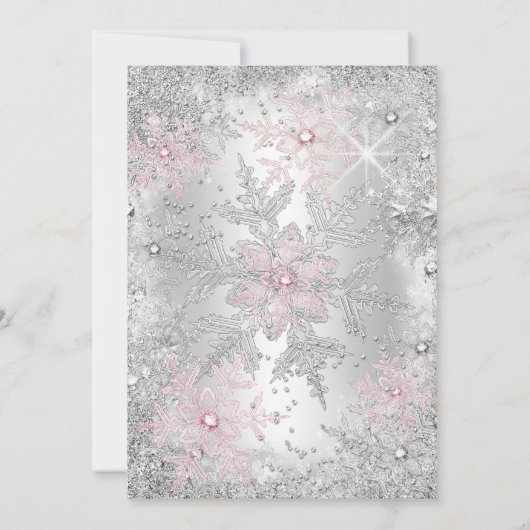 Sweet 16 Birthday Pink Silver Winter Wonderland Kaart (Achterkant)