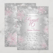 Sweet 16 Birthday Pink Silver Winter Wonderland Kaart (Voorkant / Achterkant)