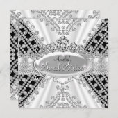 Sweet 16 Birthday Princess Black Diamonds Invite Kaart (Voorkant / Achterkant)