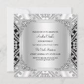 Sweet 16 Birthday Princess Black Diamonds Invite Kaart (Achterkant)