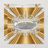 Sweet 16 Birthday Princess Gold Diamonds Tiara 2 Kaart (Voorkant / Achterkant)