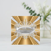 Sweet 16 Birthday Princess Gold Diamonds Tiara 2 Kaart (Staand voorkant)