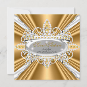 Sweet 16 Birthday Princess Gold Diamonds Tiara 2 Kaart