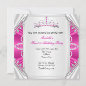 Sweet 16 Birthday Princess Hot Pink Diamonds Tiara Kaart (Achterkant)