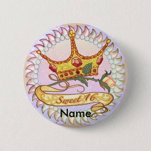 Sweet 16 Birthday Princess pin-knop Ronde Button 5,7 Cm (Voorkant)