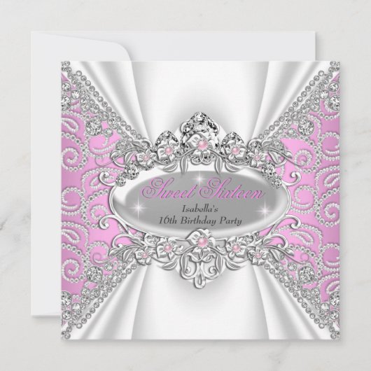 Sweet 16 Birthday Princess Pink Diamonds Tiara 2 Kaart (Voorkant)