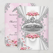 Sweet 16 Birthday Princess Pink Tiara Roos Heels 2 Kaart (Voorkant / Achterkant)