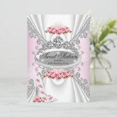 Sweet 16 Birthday Princess Pink Tiara Roos Heels 2 Kaart (Staand voorkant)