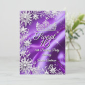 Sweet 16 Birthday Purple Silver Winter Wonderland Kaart (Staand voorkant)