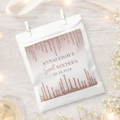 Sweet 16 Birthday Roos Gold Glitter Drip Bedankzakje (Geknipt)